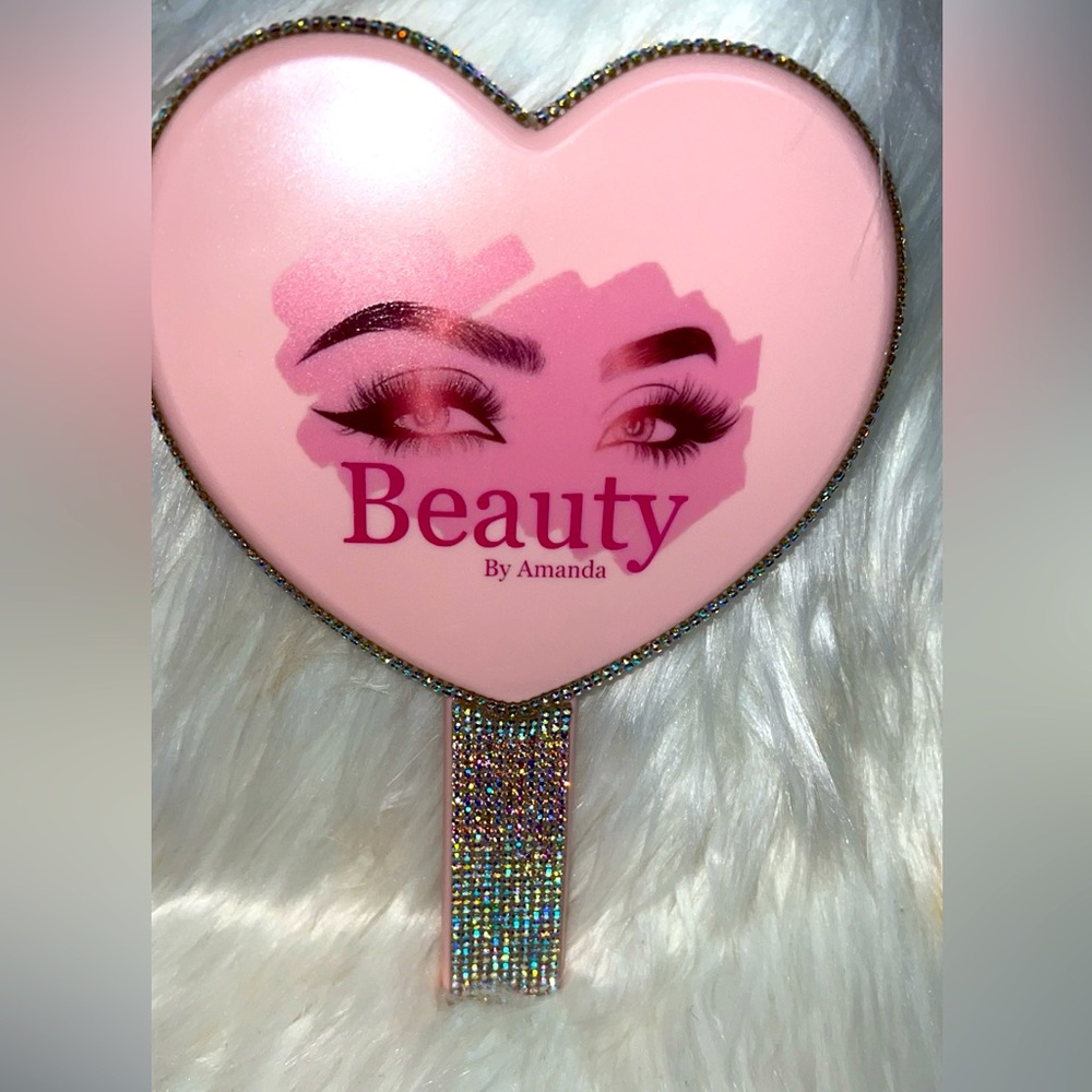 Heart Shaped Hand Mirrors With Rhinestones